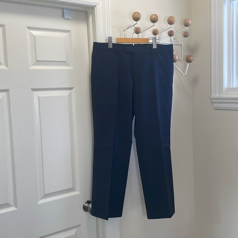 Banana Republic - Wool Flat Front Trousers Suit Pants  - Navy - 34x30